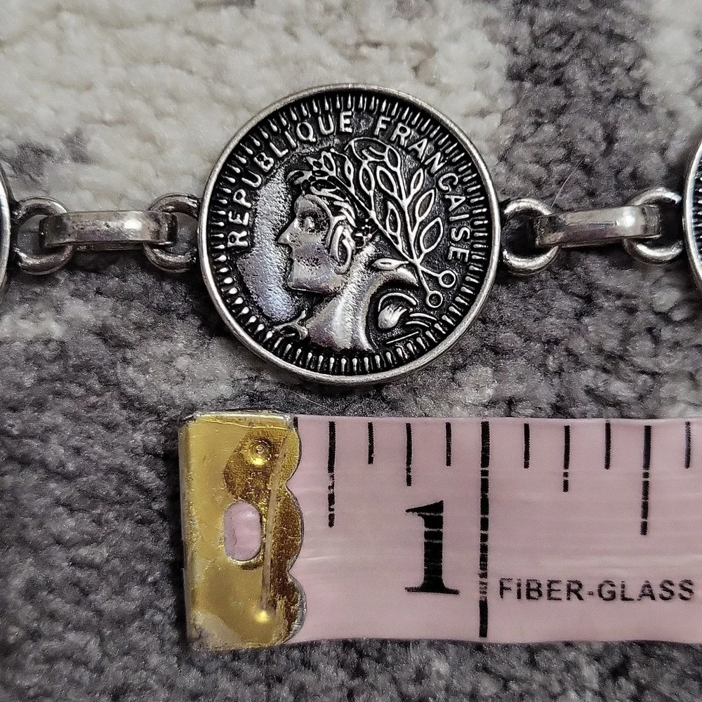 Chico's Messina Silver Metal Coin Medallion Chain Link Belt